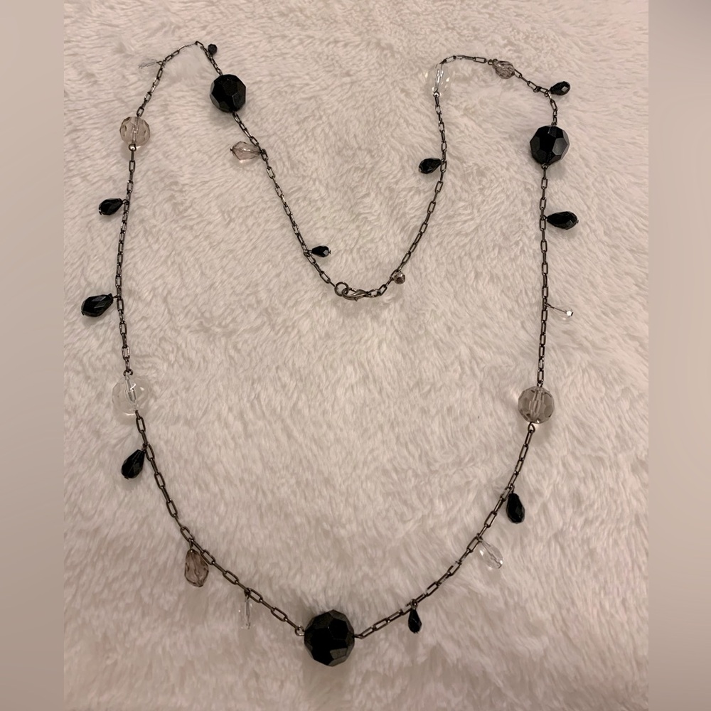 Black and clear beaded necklace